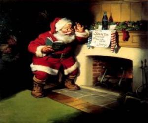 yapboz Noel Baba şömine bir nota okuma
